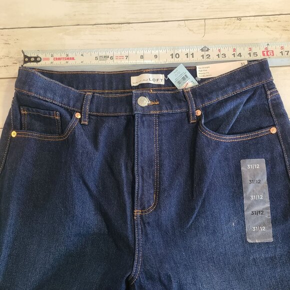 Loft The Straight High Rise Denim Blue Jeans NEW Classic Staple Womens 31 / 12 - Picture 4 of 8